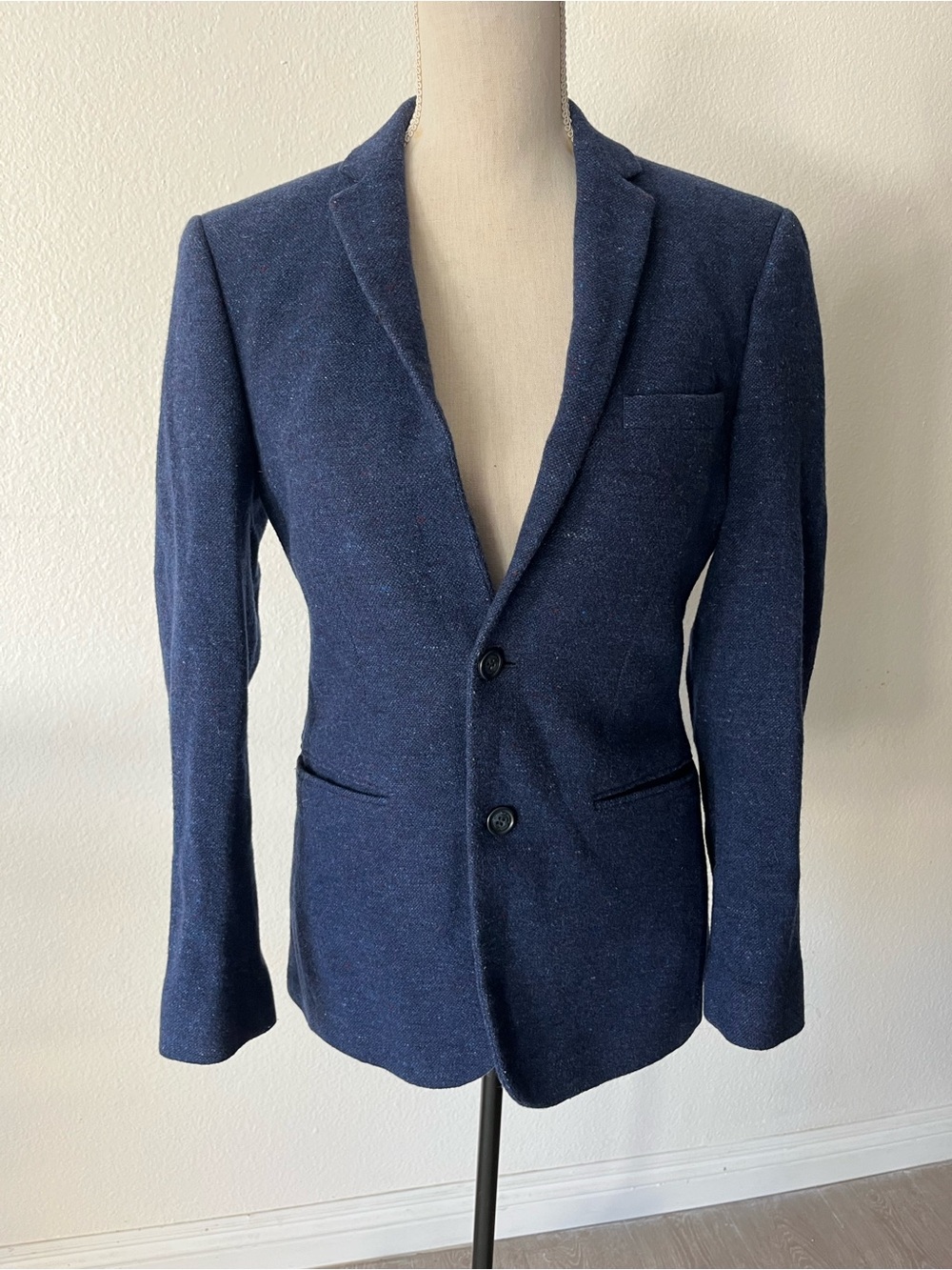 Moods of Norway Navy Blue with Hot Pink Speckles Two-Button Sport Coat